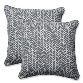 Pillow Perfect Outdoor/Indoor Herringbone Slate Seat Cushions, 18.5" x 18.5", Gray, 2 Pack