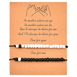 2Pcs Best Friend Bracelets for Couples Friends Matching Bracelets for BFF Bestie Long Distance Friendship Gifts for Boys Girls Birthday Graduation Gifts for Him Her Valentines Day Gift