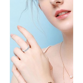 VA JENT Eternity Ring 925 Sterling Silver Baguette Cut Cubic Zirconia Stackable Rings Wedding Bands Engagement Ring for Women,Size 5-10, Gemstone, Cubic Zirconia