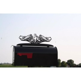 Submarine Dolphins Metal Mailbox Topper, Black Dolphin Sign