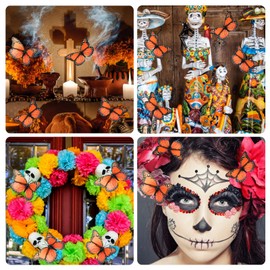 AQUEENLY 24 Pcs Monarch Butterfly Decorations Orange Butterflies for Crafts Premium Fake Butterflies Wall Decor for Room, Home, Wedding, Party (4.72'')