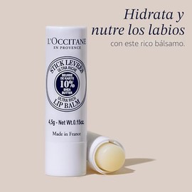 L'OCCITANE Bálsamo labial ultra rico en barra de manteca de karité 10% orgánica, hidrata, nutre, repara y suaviza los labios secos y agrietados, de la