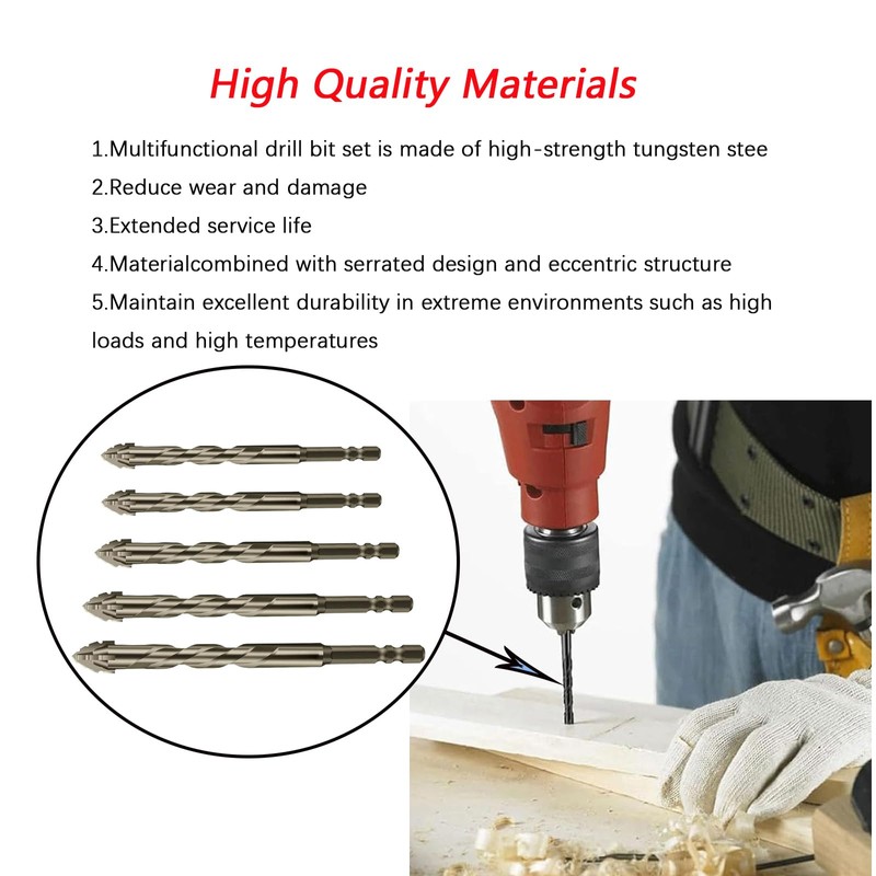 High Strength Eccentric Twist Drill Bit,for Stone,Glass,Concrete,Wood,Brick,Metal,Four Blade Serrated Drill