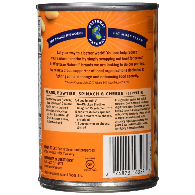 Westbrae Natural Organic Great Northern Beans, No Salt Added, 15