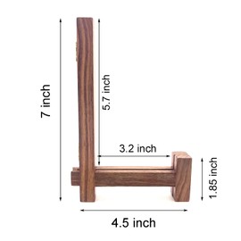 Mency Direct Plate Stands for Display, 7 Inch Plate Holders for Displaying, Rustic Solid Wood Tabletop Saucer Rack, Folding Picture Frame Holder Easel