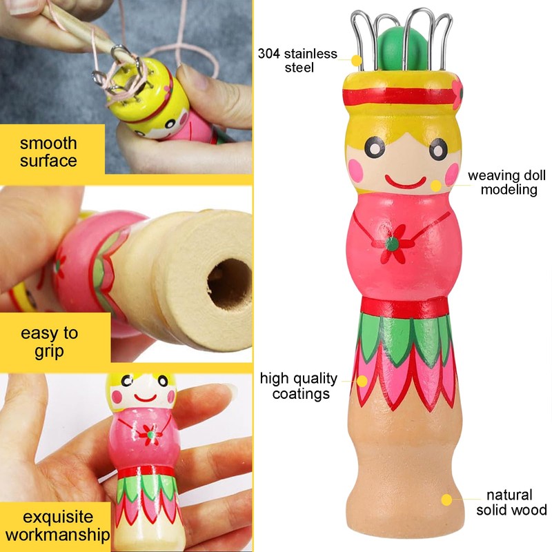 Zvorgath Knitting Tool Kit - 2 Sets Wood Mini Dolls