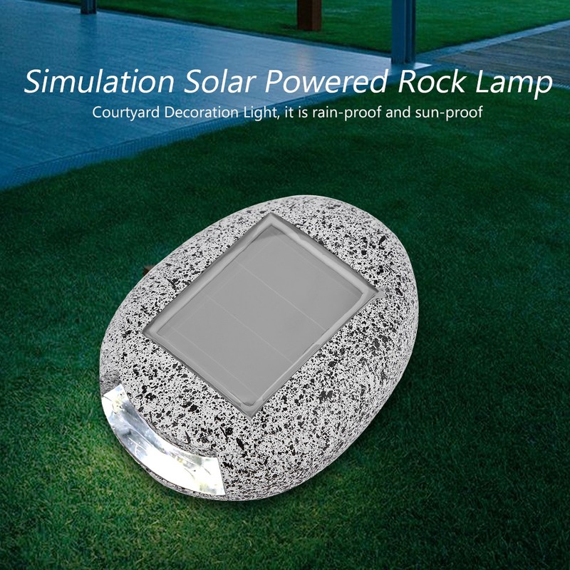 6Pcs Solar Powered LED Spot Lamp Resin Stone Lamp Warm