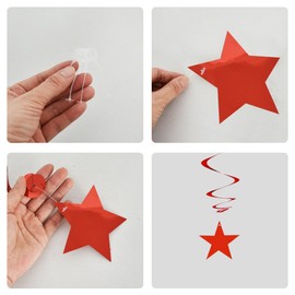 BEISHIDA Red Blue Silver Star Hanging Swirl Decorations,July 4th Hanging Party Supplies for July 4th Graduation Wedding Baby Shower Birthday Decorations,Pack of 15