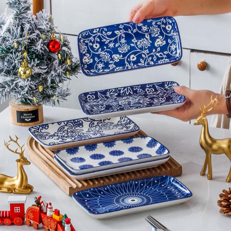 Cerkik Rectangle Serving Platter Set - 8 Inch Ceramic Dinner