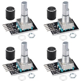 JTAREA KY-040 Rotary Encoder Module 360 Degree Switch Encoders with Knob Cap Brick Sensor Modules (Pack of 4pcs)
