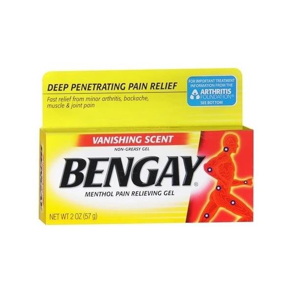 BENGAY Menthol Pain Relieving Gel Vanishing Scent 2 OZ - Buy Packs and SAVE (Pack of 3)
