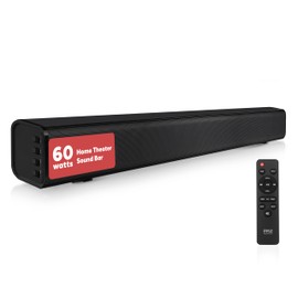 Pyle Wave Base Wireless BT Soundbar - Compact Tabletop Home Theater Sound System with AUX, Extended Bass, Full-Range Stereo, TV Stand Mount, LED Indicators, Easy Setup, 23' x 2' x 2” in