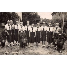 Vintage Strange Creepy Photo Weird  People in Ugly Masks  8 x 10   Reprint A-7