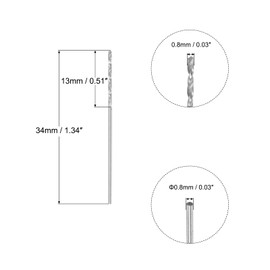 sourcing map Twist Drill Bits Metal 0.8 mm HSS W6542 Micro Drill Fully Ground Drill Bits for Mild Steel Copper Aluminium 34 mm Length Pack of 10