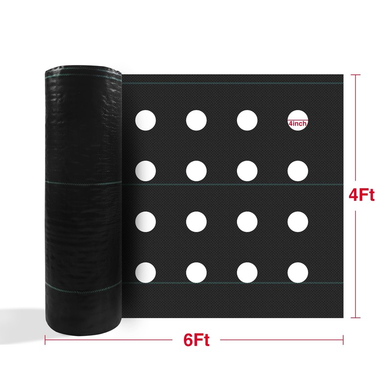 Agfabric Weed Barrier Landscape Fabric 4x6ft with Planting Holes, Hole