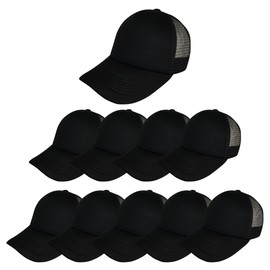 Genérico Gorra Trucker de Mayoreo, 10 Piezas, Negro, Frente de Esponja y Malla Atrás, Ajustable (MX/US, Alfa, Talla única, Mediano, Negro)
