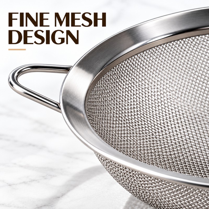 3-Piece Fine Mesh Stainless Steel Strainer Set for Kitchen Use