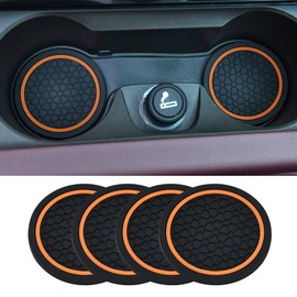 Honibaoto 4PCS Car Cup Holder Coasters, 2.75 Inch Non-Slip Insert Water Bottle Holder Pads, Dustproof Automotive Interior Accessories Mat, Universal for Vehicles, Trucks, RVs (Orange)