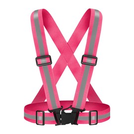 Fepdiu High Visibility Reflective Vest Safety Vest Running Reflective Gear Adjustable Reflective Vest for Walking,Jogging,Hiking,Night Cycling (Pink)