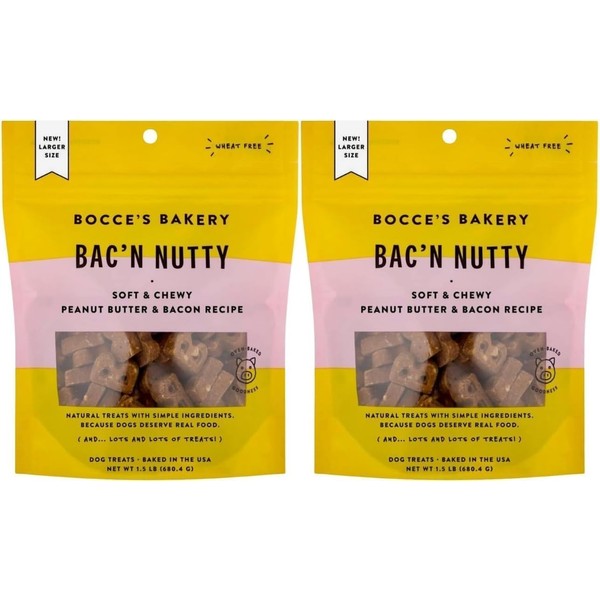 Bocces Bakery Bac'n Nutty Dog Treats - Peanut Butter &