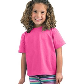 RABBIT SKINS™ Toddler 100% Cotton Jersey Short Sleeve Tee (Hot Pink, 7 Toddler)