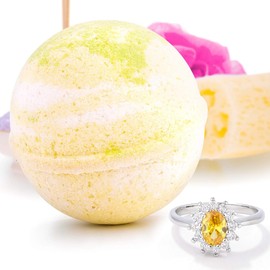Bauble Bomb's Pina Colada Jewelry Surprise Deluxe X Large 9 oz Bath Bomb Fizzies Made in USA, Cruelty Free! Ring Size 05