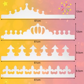 Thenshop 120 Pieces White DIY Paper Crowns Blank Birthday Crowns for Kids Adult Celebration Decoration Baby Shower Photo Props Party Crown Hat Cap for Prince Princess Queen King Activities, 4 Styles