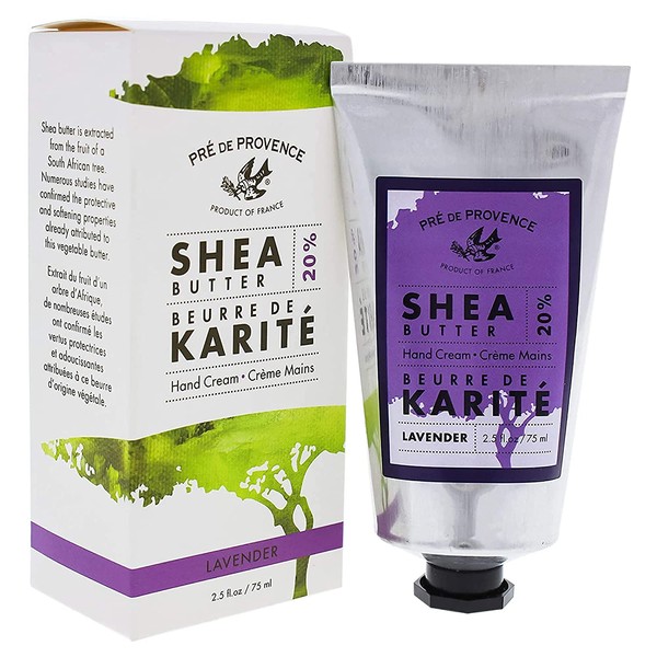 Pre de Provence 20% Natural Shea Butter Hand Cream, For Repairing, Soothing, & Moisturizing Dry Skin - Lavender (2.5 oz)