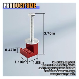 4PCS Truck Tool Box Mounting Kit, J Hook Truck Toolbox Clamps, No Drilling, Pickup Truck Aluminum Crossover Tie Downs, Tool Box Accessories for Fix Supplies and Truck Position (Red)