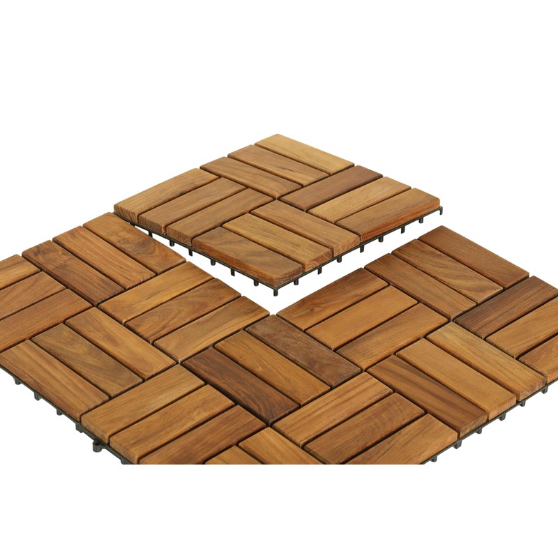 Bare Decor BARE-WF2009 Solid Teak Wood Interlocking Flooring Tiles (Pack