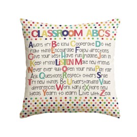 AVOIN colorlife Polka Dots Classroom Abc's Throw Pillow Cover, 18 x 18 Inch Back to School First Day of School Decor for Sofa Couch
