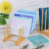Youdaju 3Pack Stained Glass Organizer Bamboo Dish Plate Rack Wooden