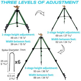 BAUSATZ Outdoor Water Sprinkler for Yard Lawn Sprinkler with Brass Sprinkler Head Tripod Hose Sprinkler 360 Degree Rotating Tripod Sprinkler Adjustable Garden Sprinkler Heavy Duty Impact Sprinkler 2pc