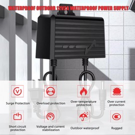 KAKAKE - Adaptador de corriente de 12 V 2 A, enchufe de fuente de alimentación impermeable antioxidante resistente a la intemperie para monitor de cámaras de vigilancia 2)