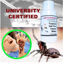 Insect Bites ANTIVENOM Gel Topical Treatment for Mosquito Spiders Snakes Ants & Other Poisonous Bites. Mineral Silicate University Certified
