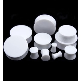 1 PAIR (2pcs) ACRYLIC PLUGS Double Flare Gauges Solid Saddle Thin Ear Flesh Tunnels 1039 (1-7/16" (36MM), White)