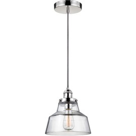 Feiss P1348PN Baskin Glass Pendant Lighting, Chrome, 1-Light (10"Dia x 10"H) 60watts