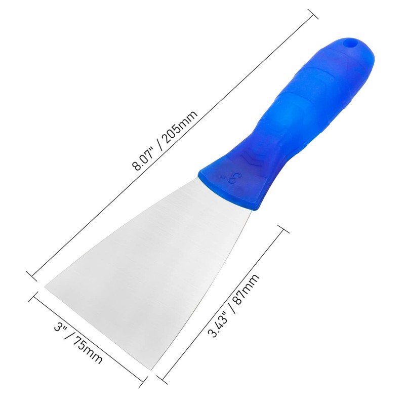 Putty Knife, 3 Inch Metal Steel Scraper, Plastic Handle Spackle