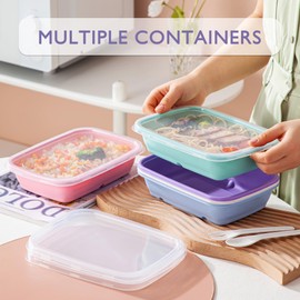MEEYUU 10 Pack Meal Prep Containers 1 Compartment, BPA Free Reusable Food Prep Containers with Lids, Stackable, Plastic Food Storage Trays, Dishwasher/Freezer Safe (10 Pack Multiple colors)
