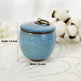 Small Urn for Human Ashes,Handicrafted Ceramic Urn,Beautiful Tiny Keepsake Urns for Pet or Human, with Premium Gift Box… (Beige1Pc+Blue1Pc)