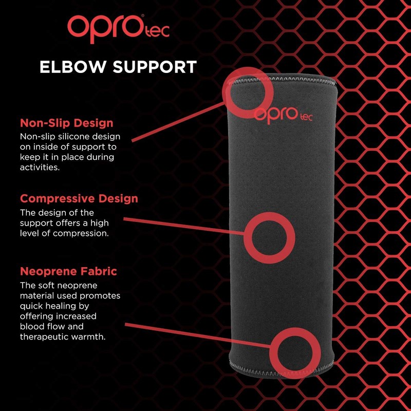 OPRO Unisex - Adult Elbow Support Black, black, xl