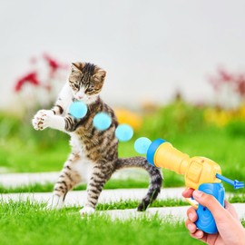 Weenwill Cat Ball Toy Launcher,1 PCS Toy Ball Launcher with 100 PCS Soft Pom Cat Interactive Toys,Cats Balls Grabbing Kitten Toys Cats Set for Indoor Pet Exercise Training Chasing