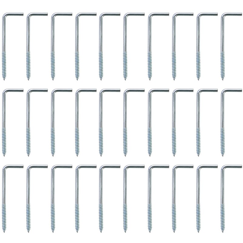 QWORK Screw Hooks Straight with Slotted Hook Screw Galvanised L-shaped