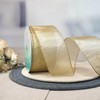 CT CRAFT LLC Light Gold Metallic Wired Ribbon 2.5 inch