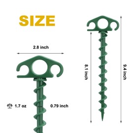 COBARYEN - Juego de 10 estacas de arena para tienda de campaña de playa, estacas de anclaje en espiral de 9.4 pulgadas, resistentes para camping, senderismo y más (10, verde)