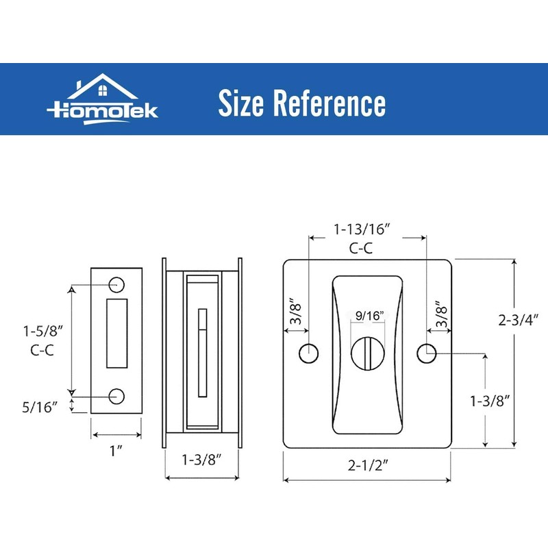 HOMOTEK 4 Pack Privacy Pocket Door Lock Hardware with Pull