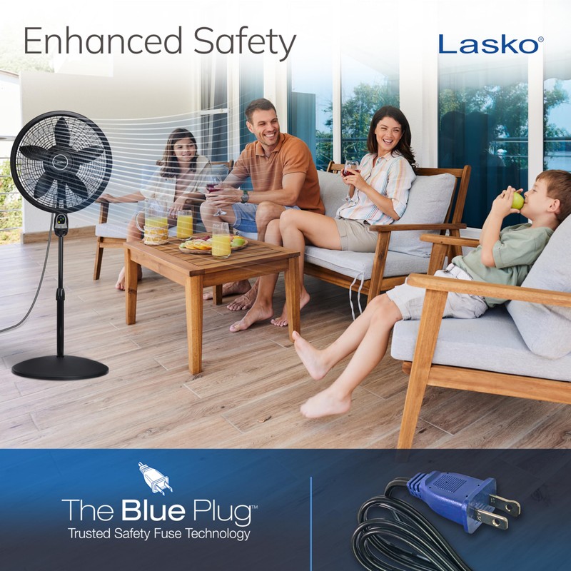 Lasko Oscillating Cyclone Pedestal Fan, Adjustable Height, Timer, Remote Control,