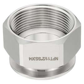 PATIKIL 1.5 in TC Tri Clamps Adaptor, 1pcs Tri Clamps Fittings to NPT 1-1/2 Female Thread Adaptor Hexagonal Sanitary 304 Stainless Steel for Food Beverage Equipment, 50.5mm Ferrule