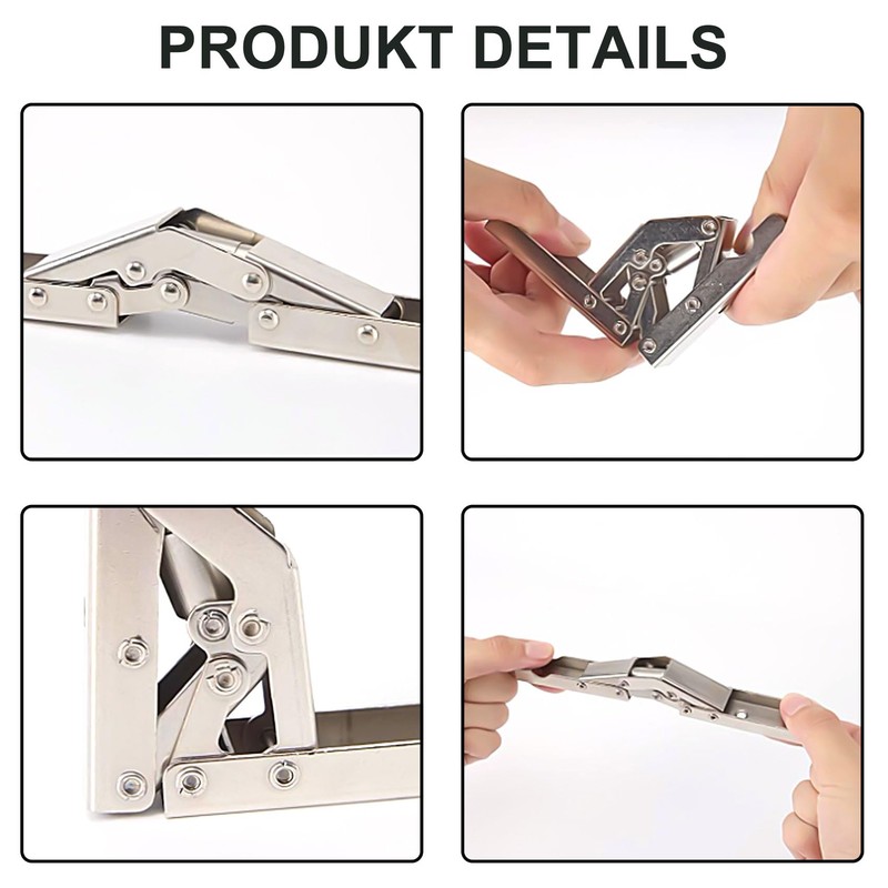 ANBOO Folding Hinge with Locking 4 Pieces, 90° Screw-On Hinge
