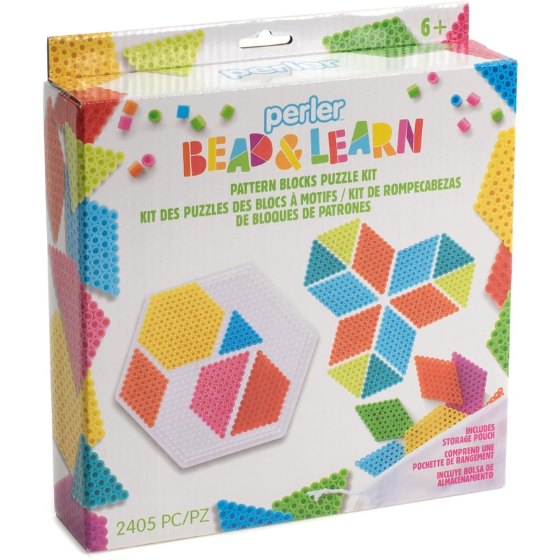 Perler Pattern Blocks Educational Fuse Bead Craft Kit for Kids,